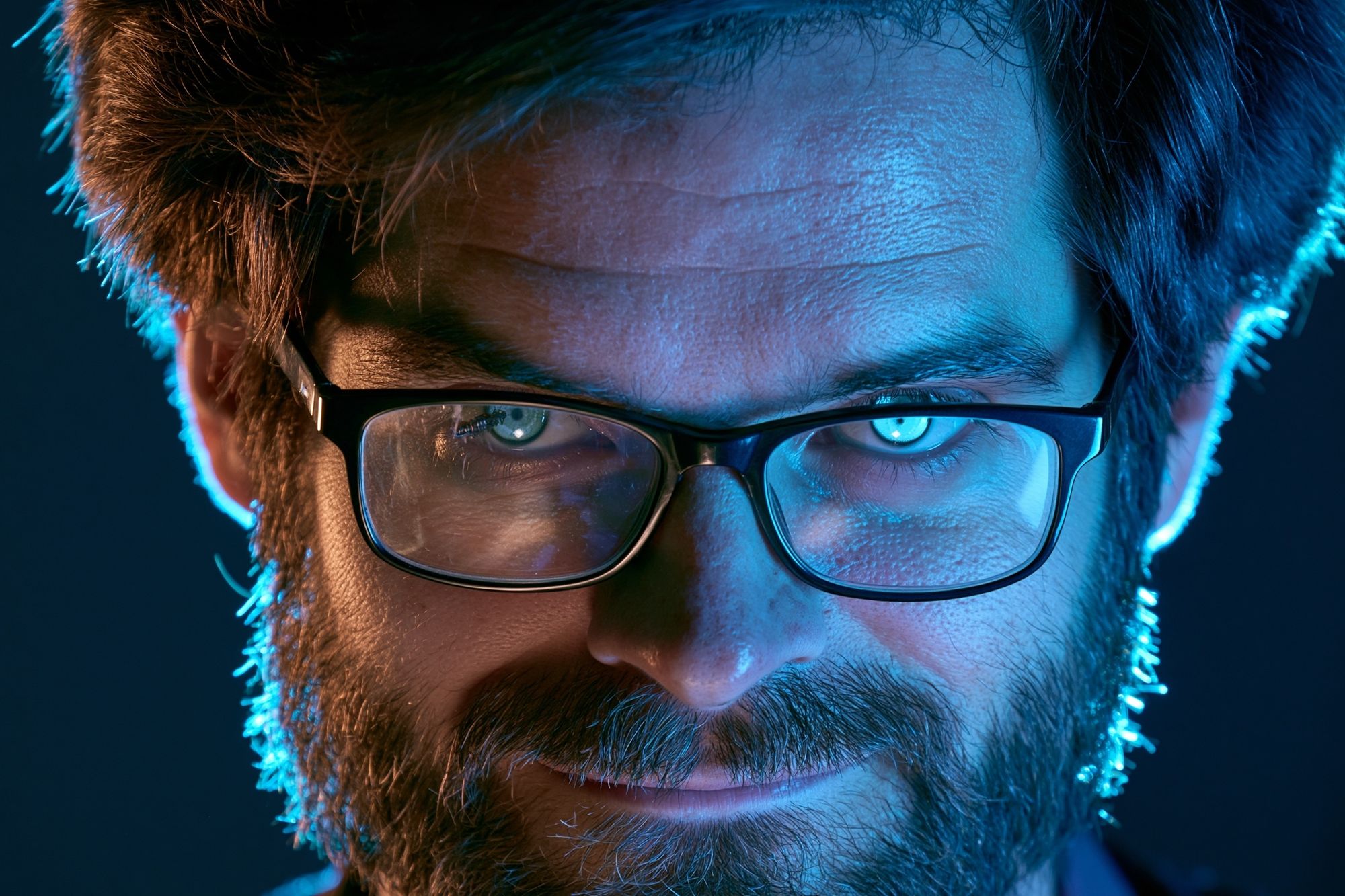 Cyberpunk Man Portrait Poster. poster detail