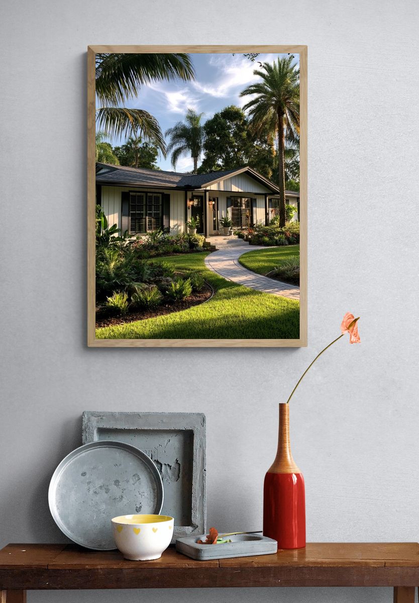 Tropical House Garden Photography Poster. — room view 3