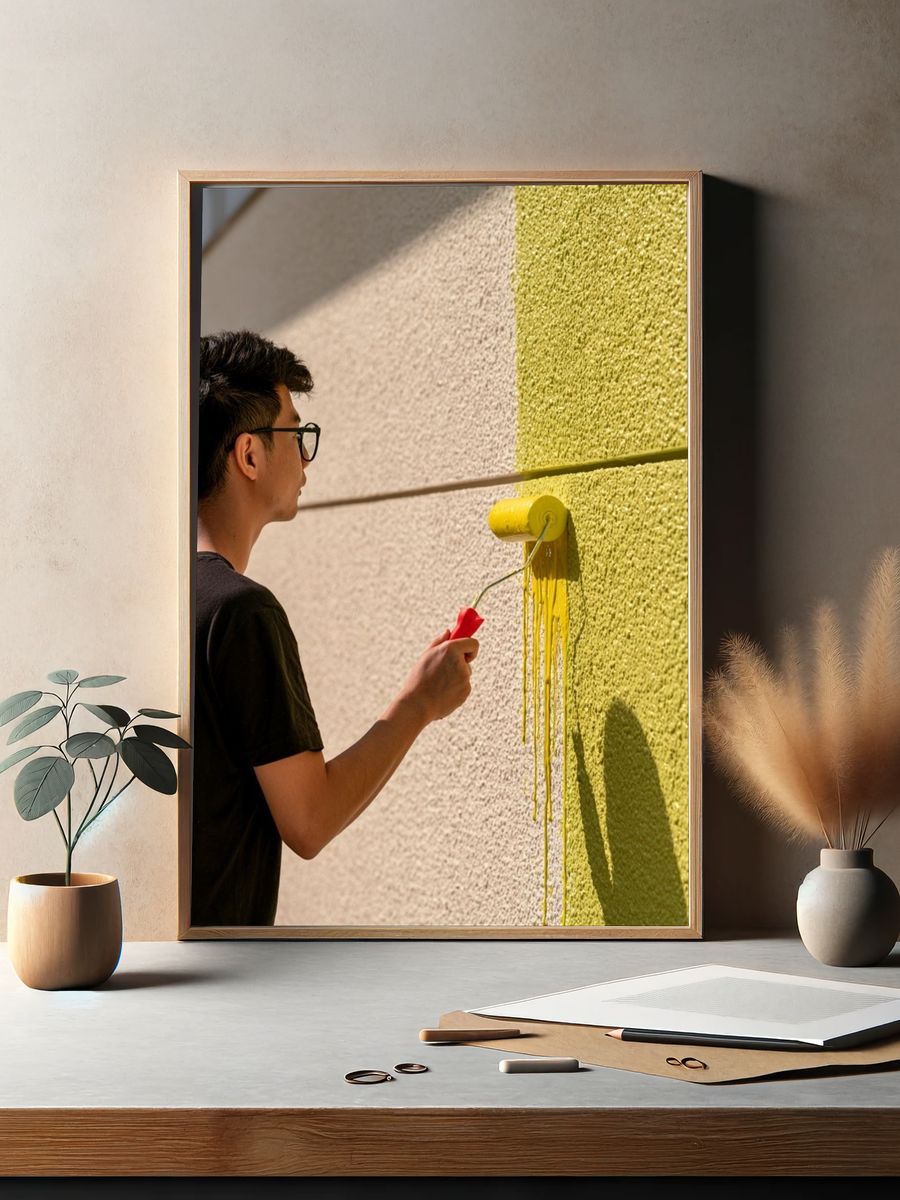 Wall Painting in Sunlight Photography Poster. — room view 2