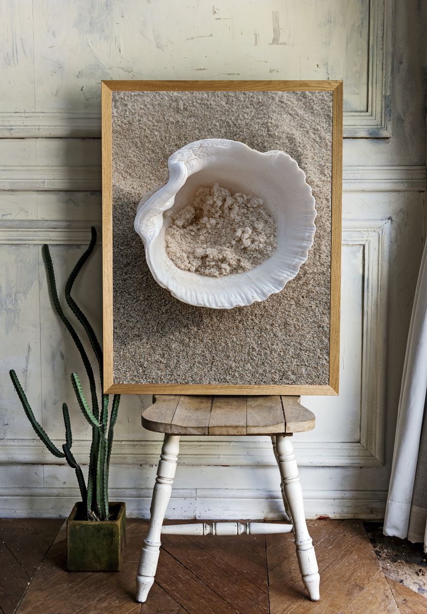 Seashell on Sand Photography Poster. — room view 1