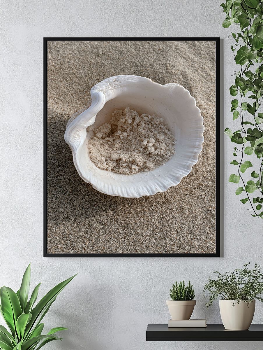 Seashell on Sand Photography Poster. — room view 4