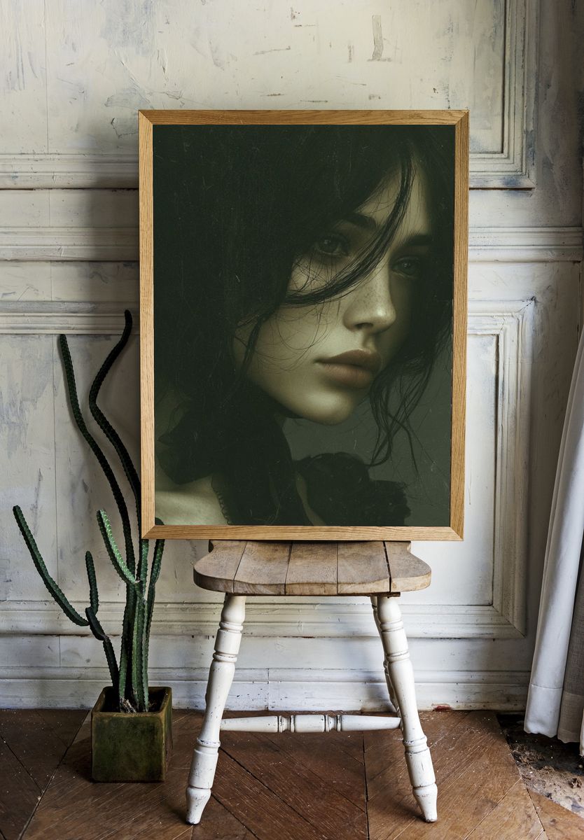 Moody Woman Portrait Print. room preview