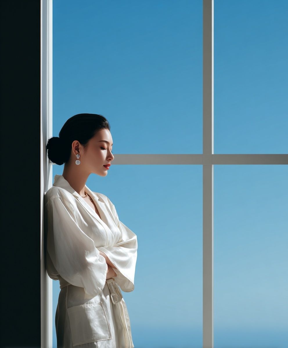 Serene Woman by Window Photography Poster. poster — photography art