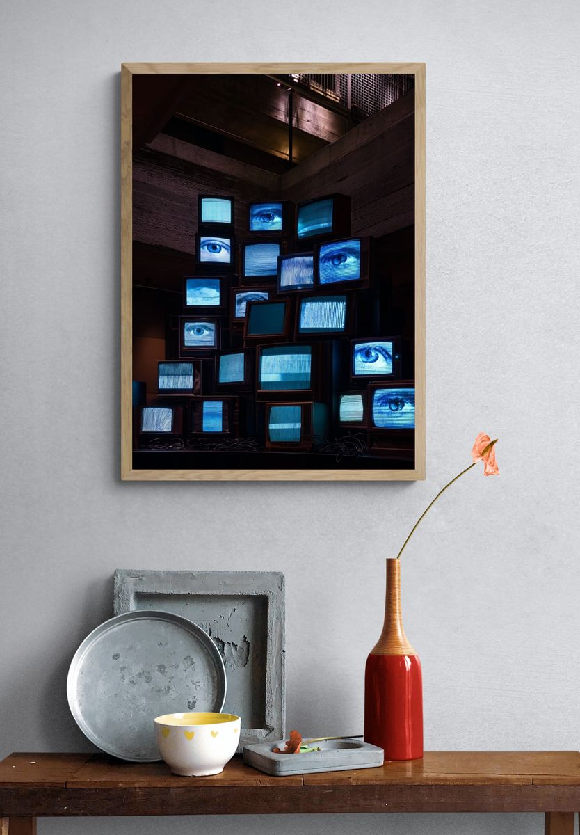 Surveillance TV Stack Photography Poster. — room view 3