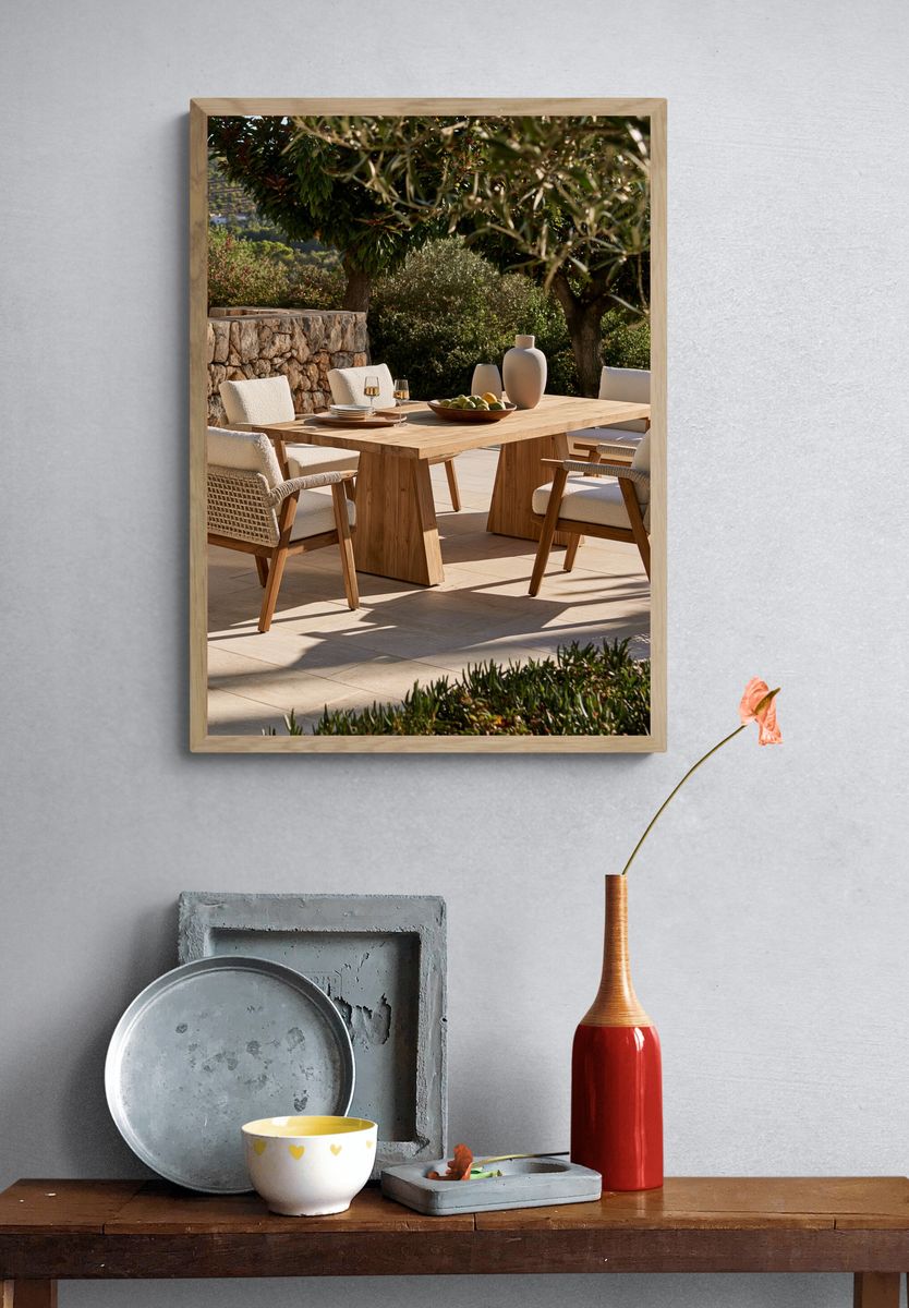 Mediterranean Patio Dining Photography Print. — room view 3