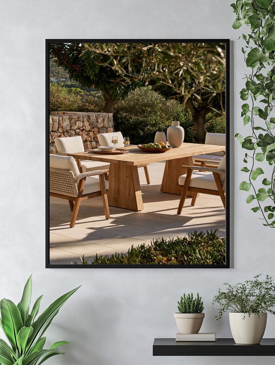 Mediterranean Patio Dining Photography Print. — room view 4