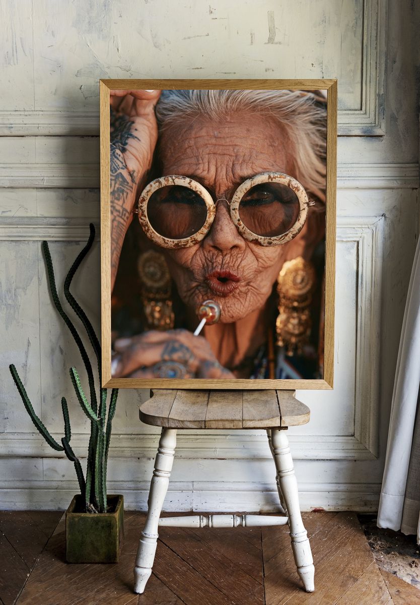 Tattooed Elder Portrait Print. — room view 1