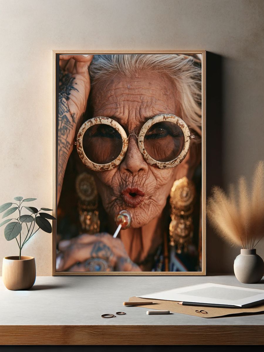 Tattooed Elder Portrait Print. — room view 2