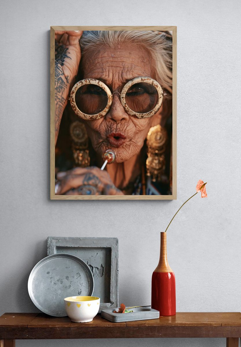 Tattooed Elder Portrait Print. — room view 3