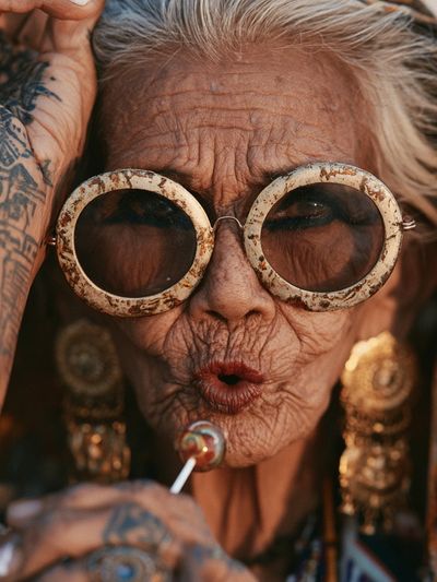 Tattooed Elder Portrait Print. poster