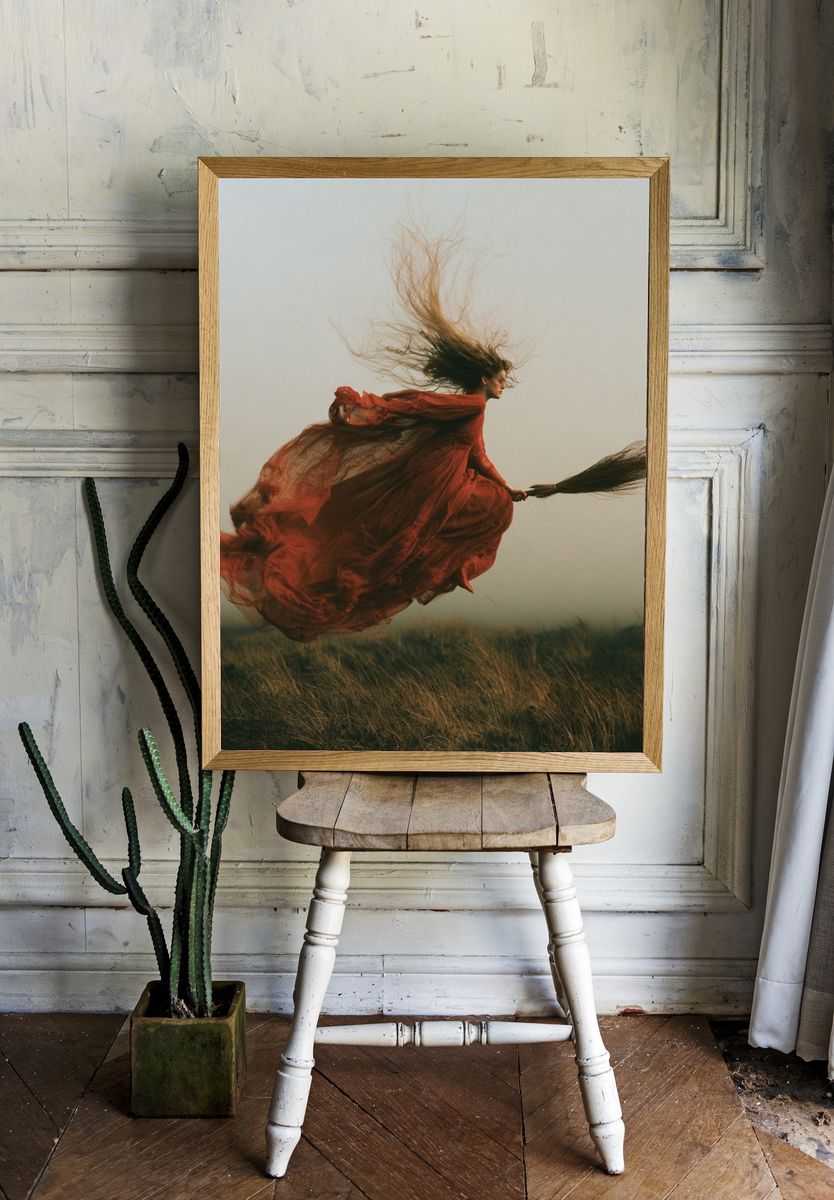 Floating Witch Portrait Photography Poster. — room view 1