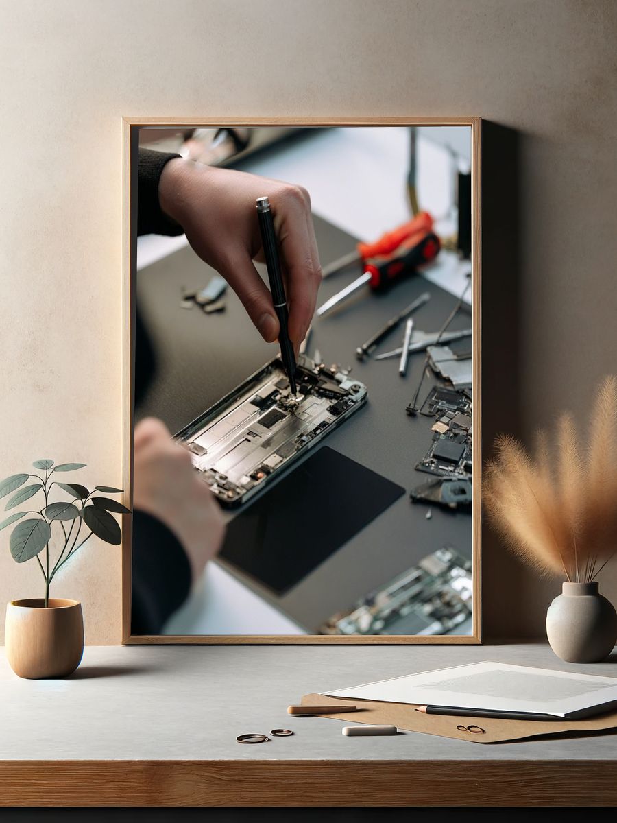 Phone Repair Workbench Photography Poster. — room view 2