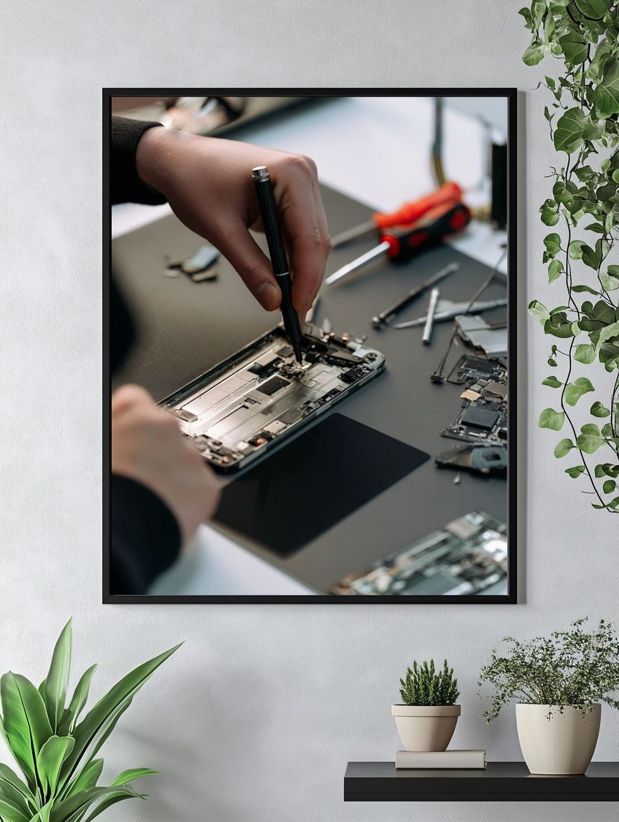 Phone Repair Workbench Photography Poster. — room view 4