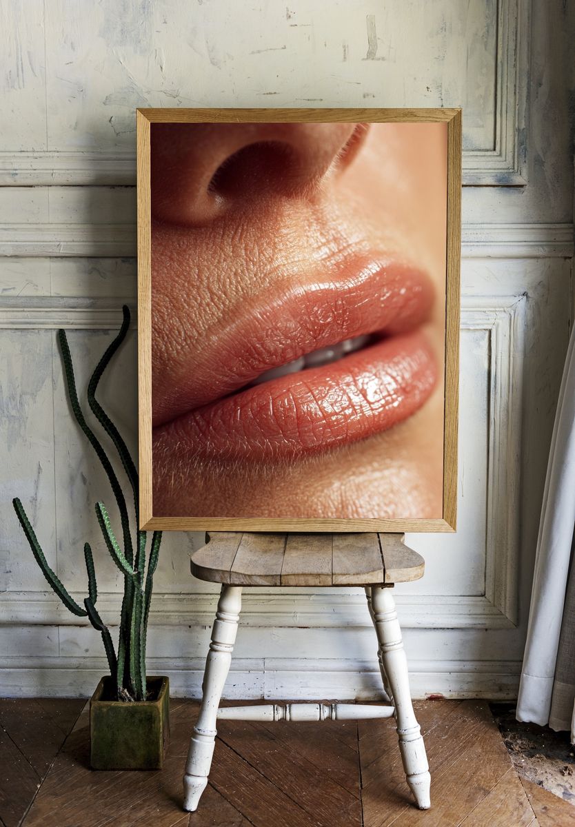 Glossy Lips Portrait Print. — room view 1