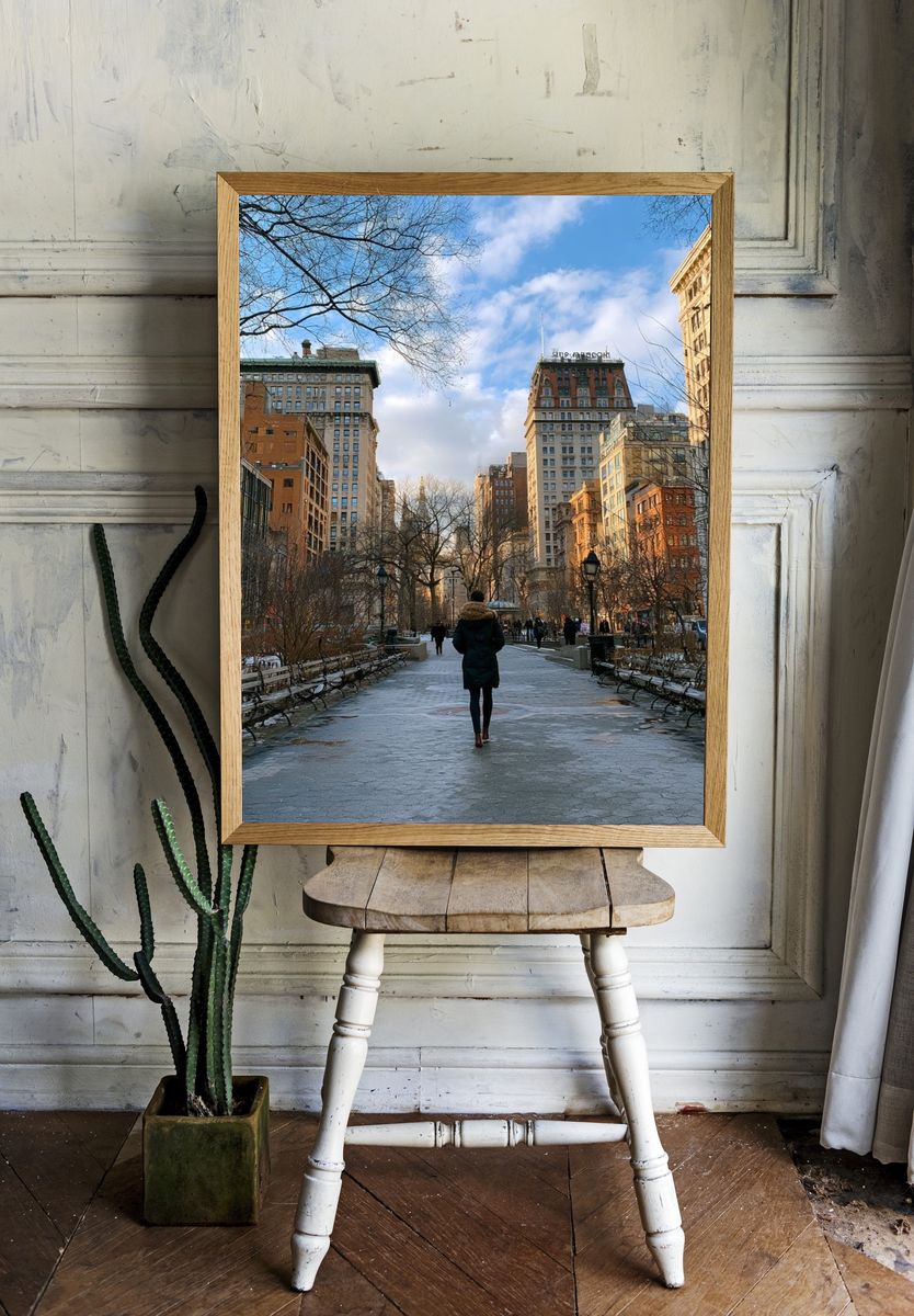 Winter City Park Walk Photography Poster. room preview