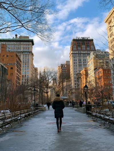 Winter City Park Walk Photography Poster. poster
