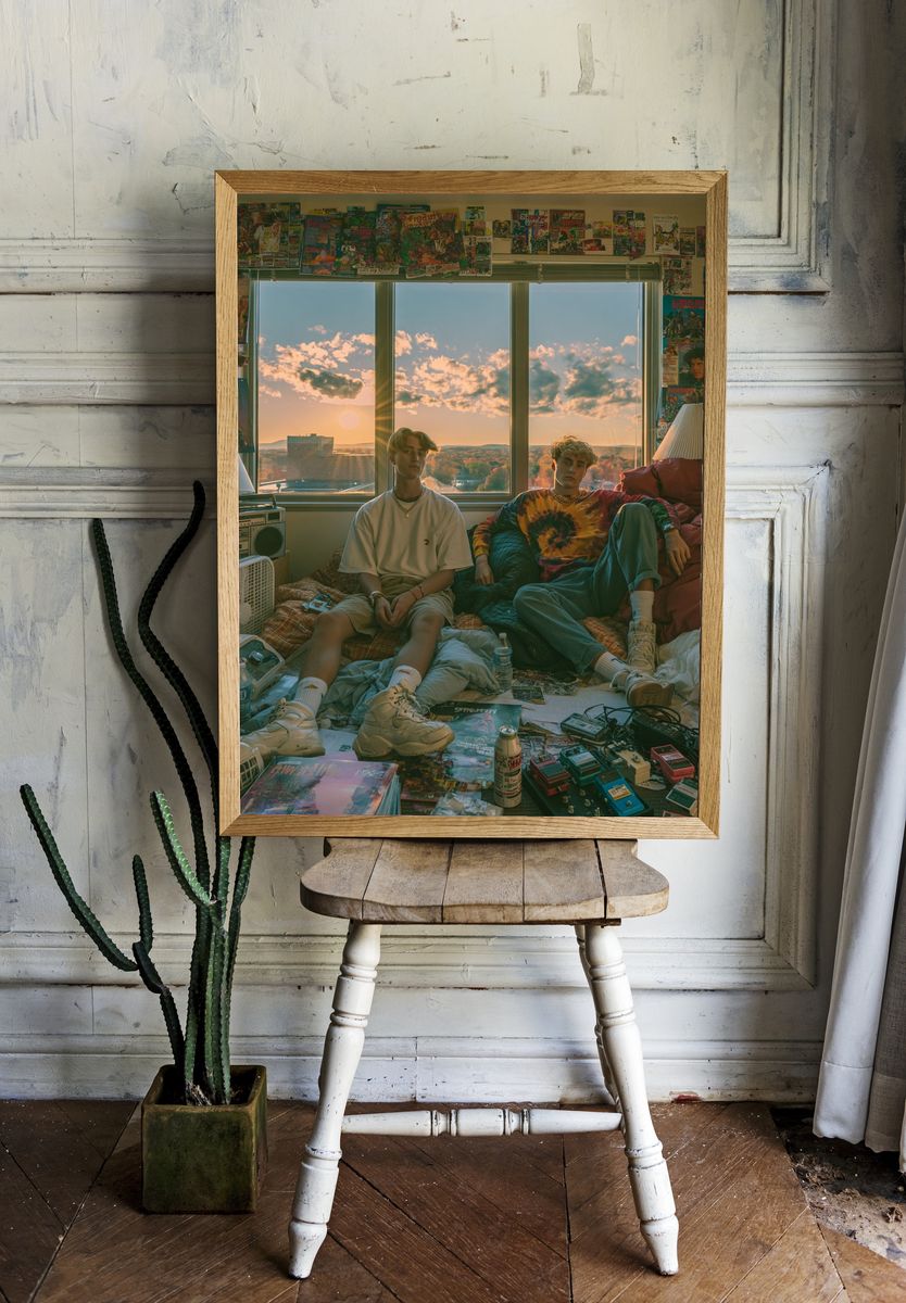 Sunset Bedroom Portrait Photography Poster. — room view 1