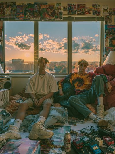 Sunset Bedroom Portrait Photography Poster. poster print
