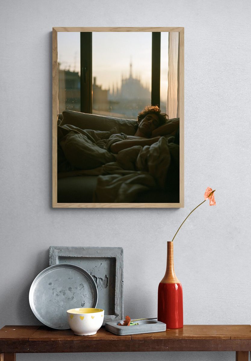 Sunlit Bedroom Portrait Poster. — room view 3
