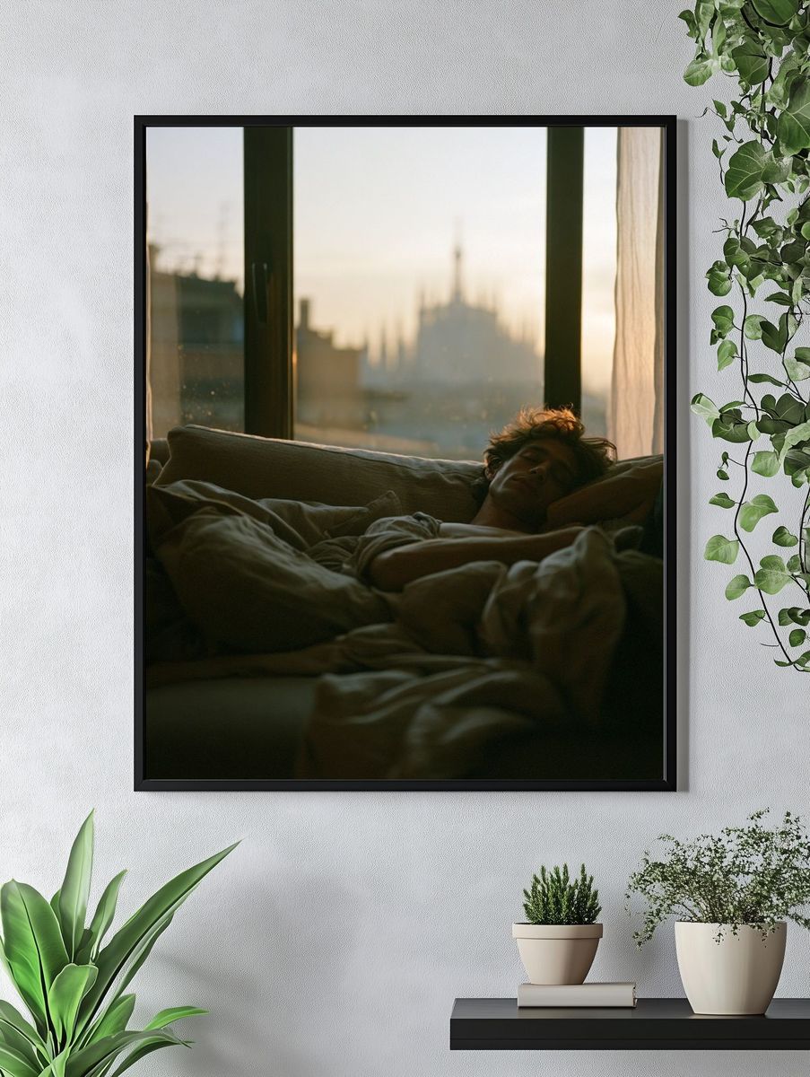 Sunlit Bedroom Portrait Poster. — room view 4