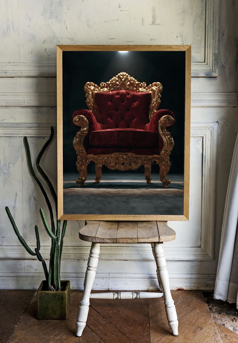 Ornate Velvet Throne Photography Poster. — room view 1