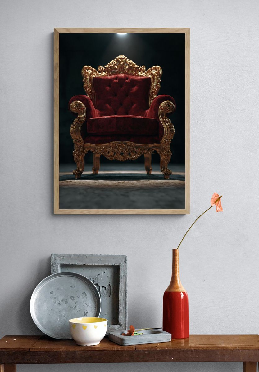 Ornate Velvet Throne Photography Poster. — room view 3