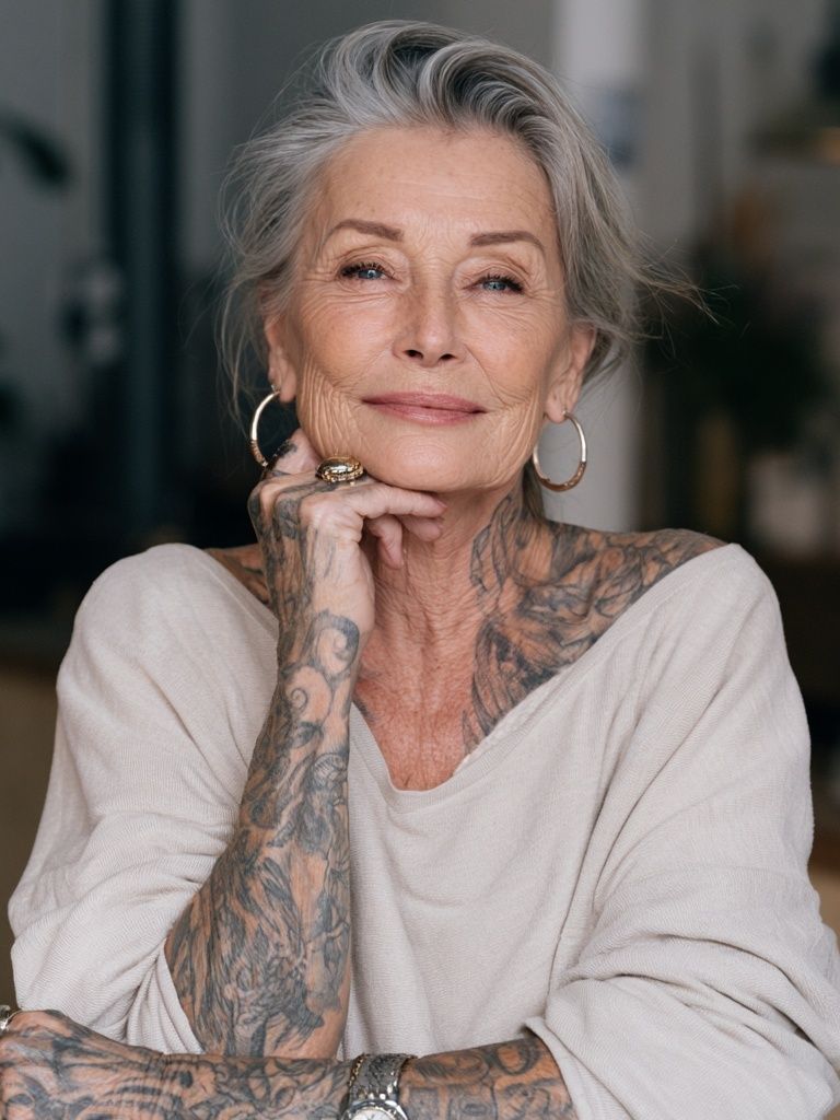 Tattooed Woman Portrait Photography Poster. poster detail