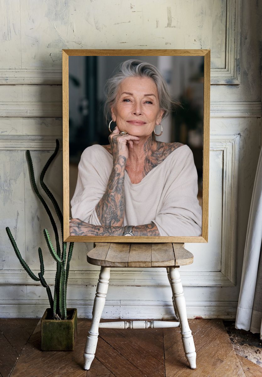 Tattooed Woman Portrait Photography Poster. room preview