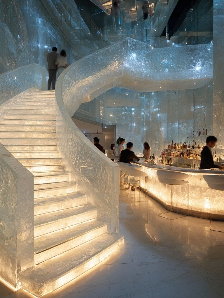 Crystal Staircase Bar Interior Photography Poster. poster detail