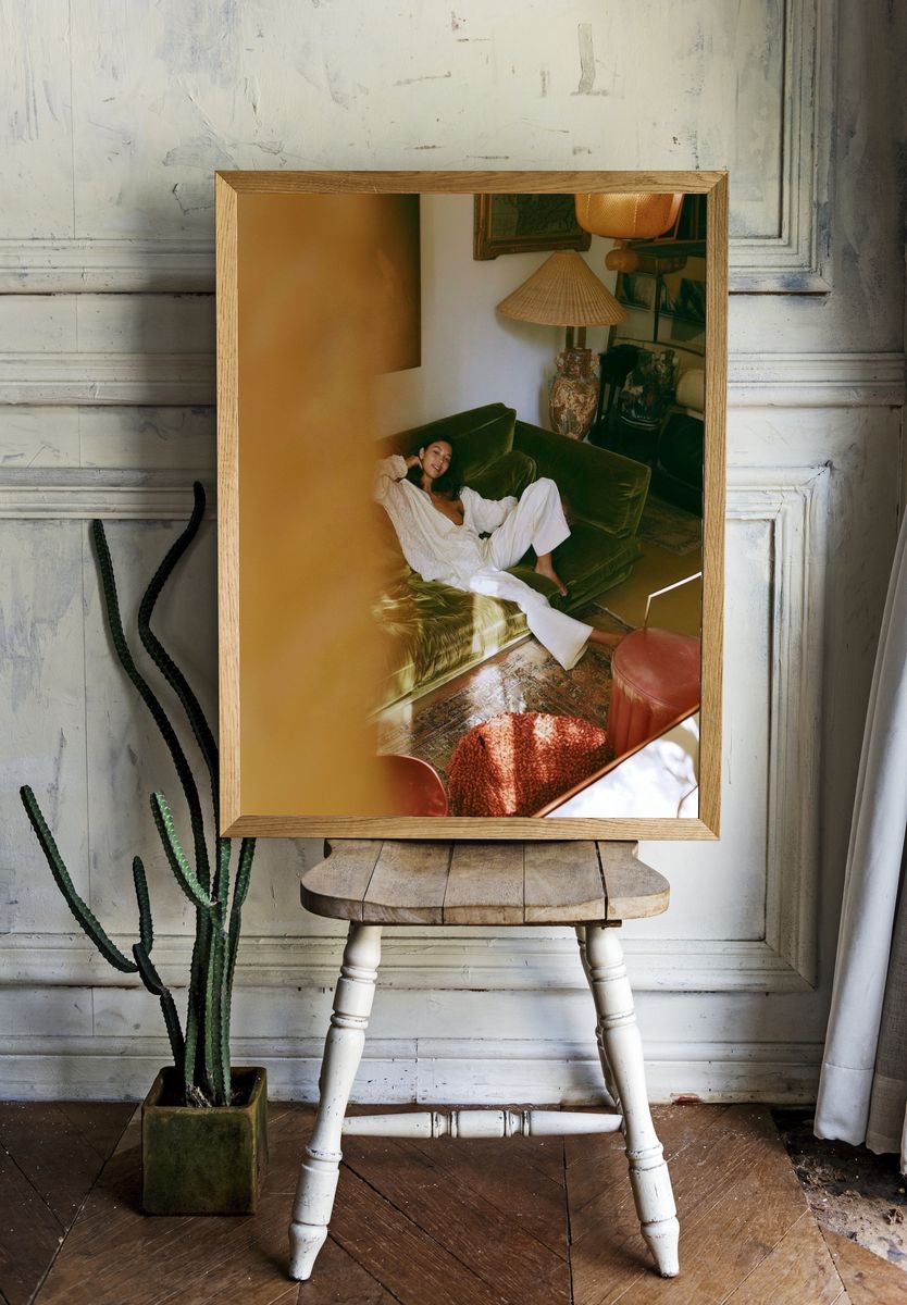 Velvet Sofa Portrait Photography Print. room preview