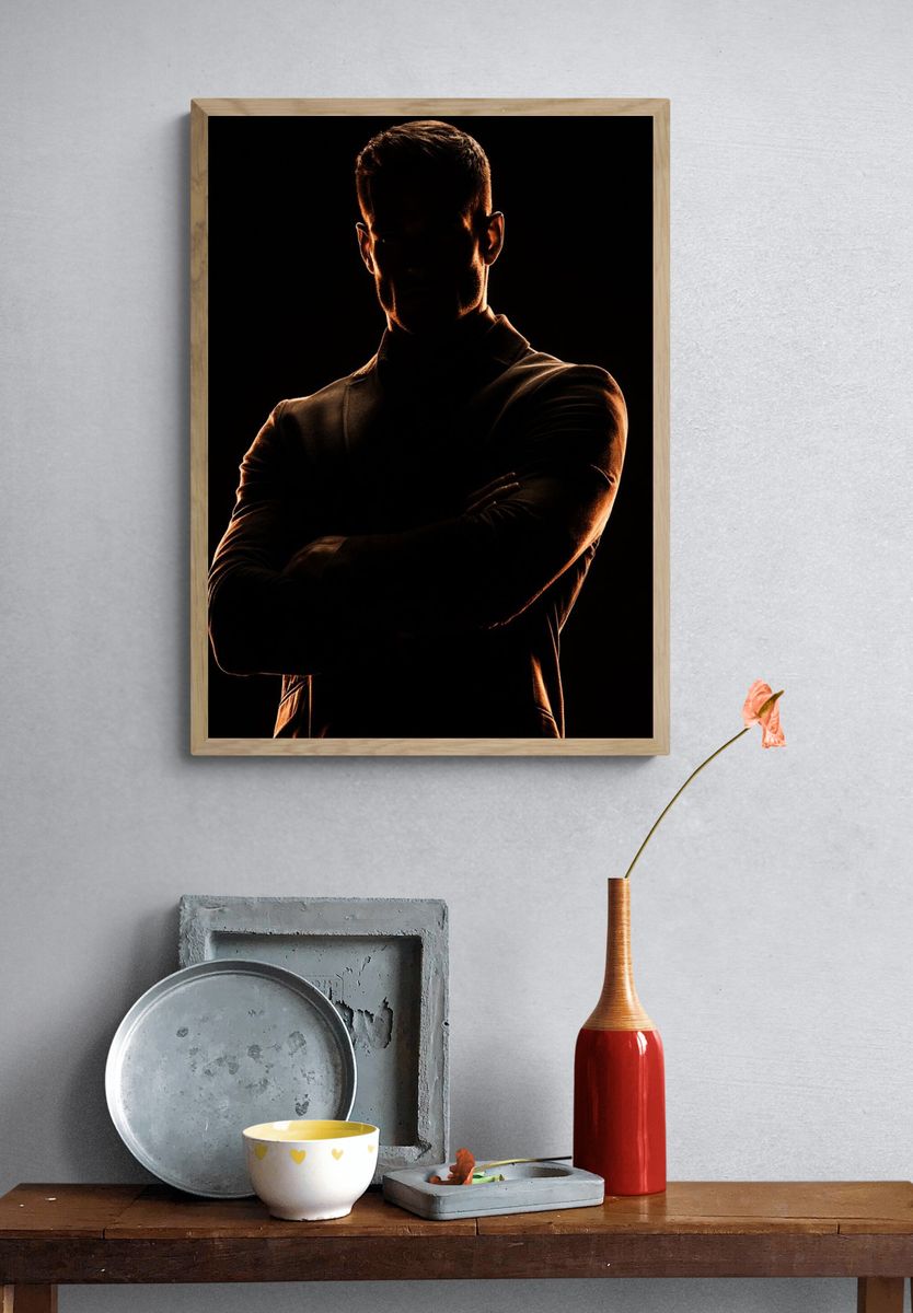 Shadowed Man Portrait Poster. — room view 3