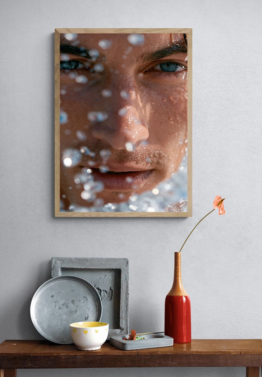 Water-Drenched Portrait Photography Poster. — room view 3