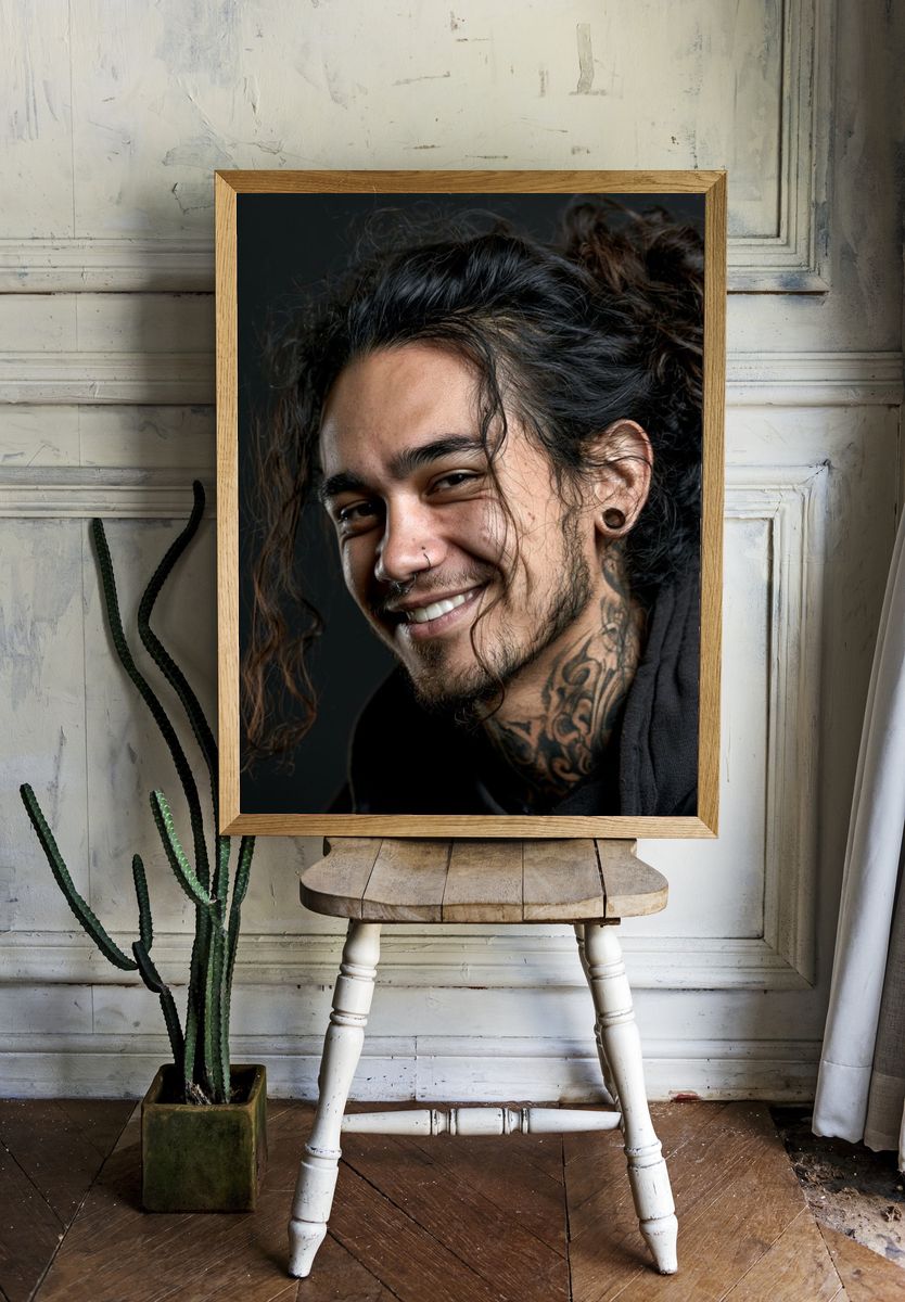 Smiling Portrait Photography Poster. — room view 1