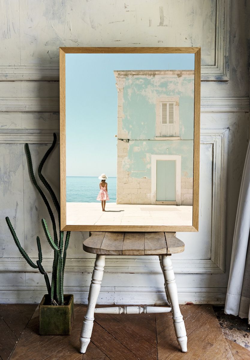 Seaside Pastel House Photography Poster. — room view 1