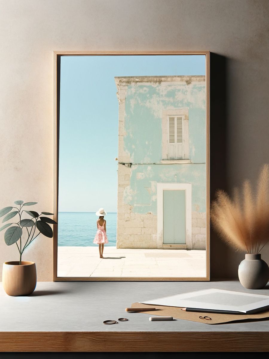 Seaside Pastel House Photography Poster. — room view 2