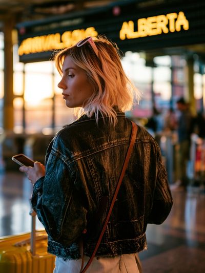 Airport Traveler Portrait Photography Poster.