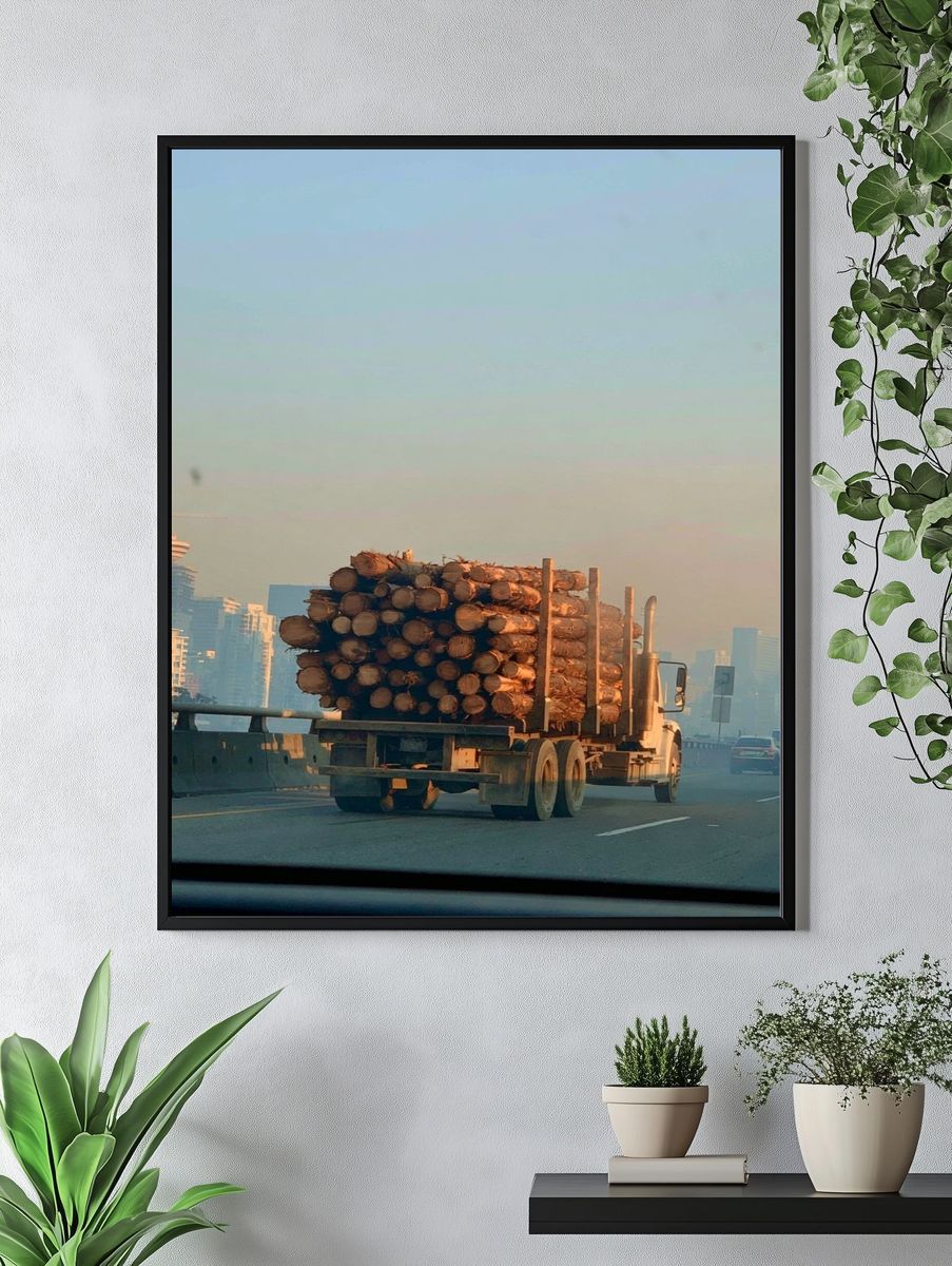 Log Truck Cityscape Photography Poster. — room view 4