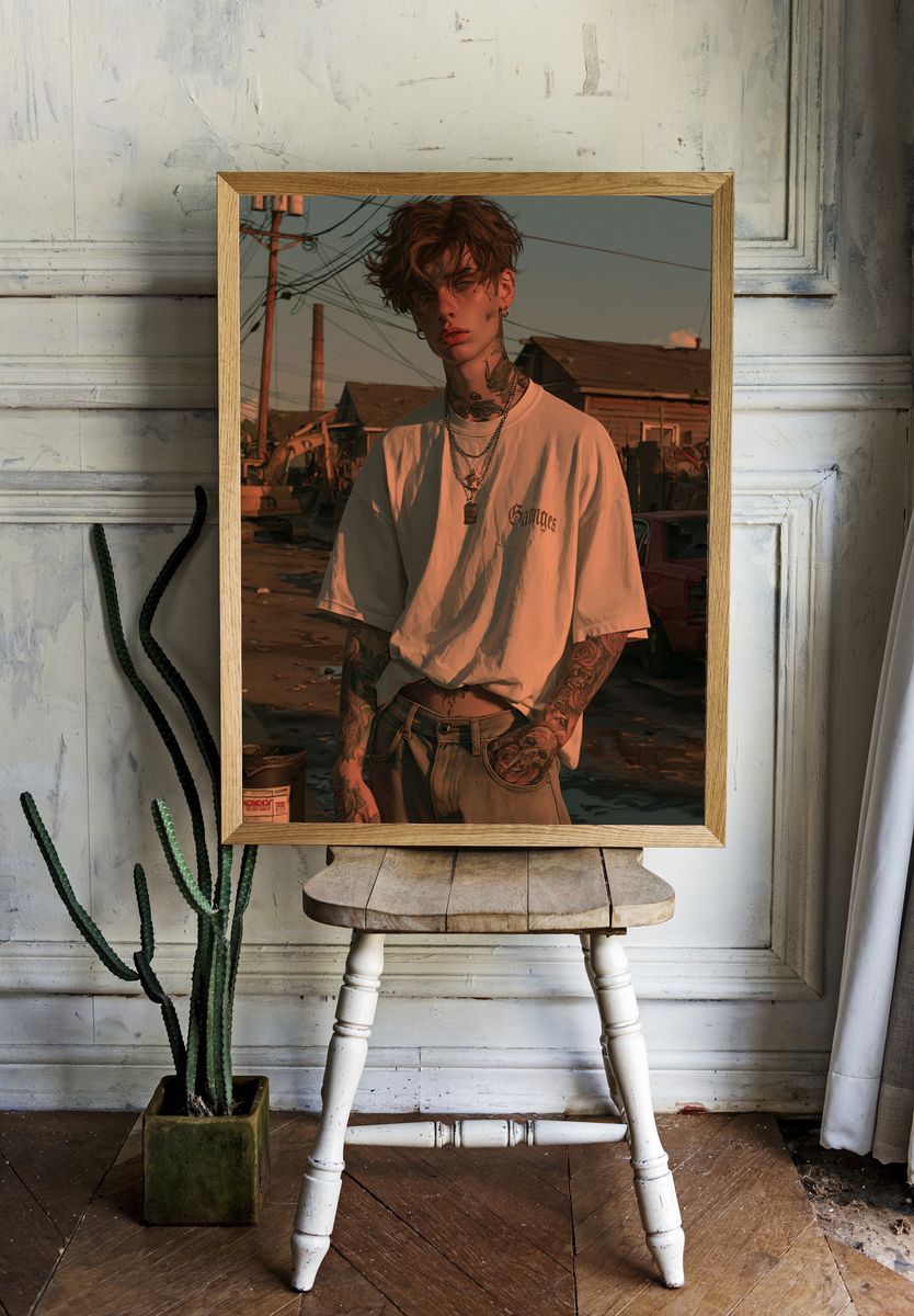 Tattooed Street Portrait Poster. — room view 1