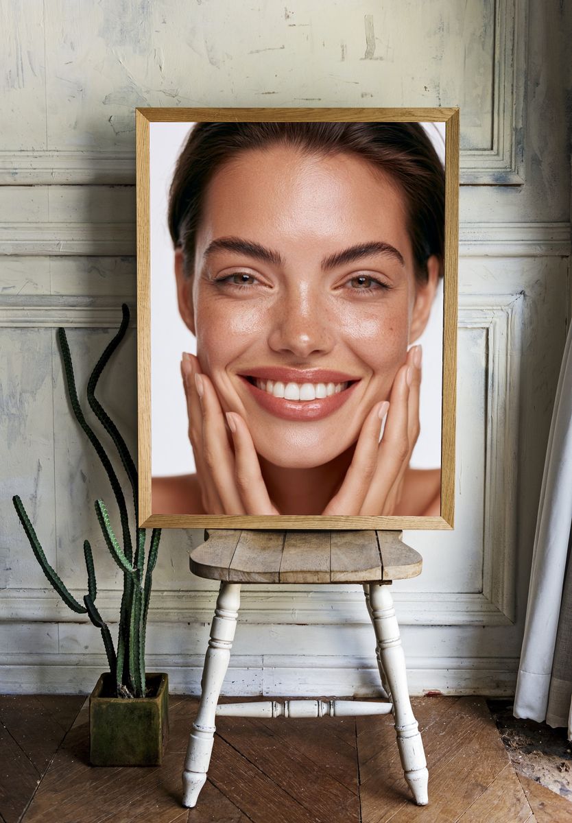 Smiling Woman Portrait Poster. — room view 1