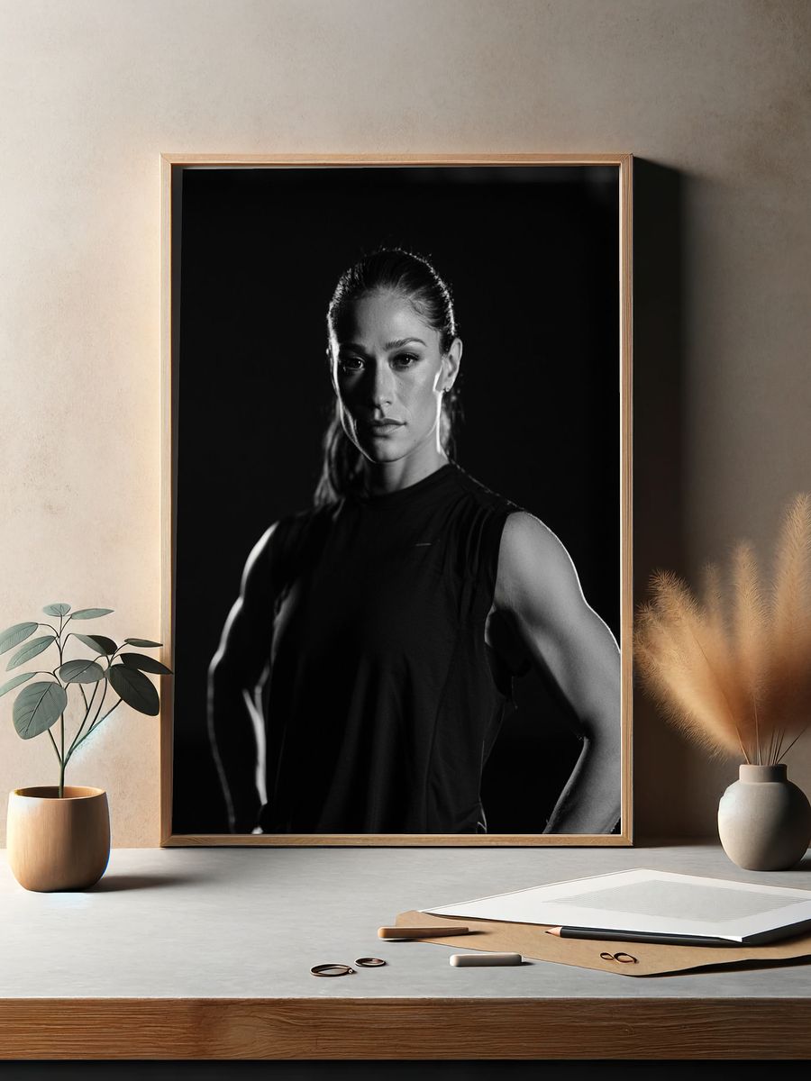 Athletic Portrait Black-White Poster. — room view 2