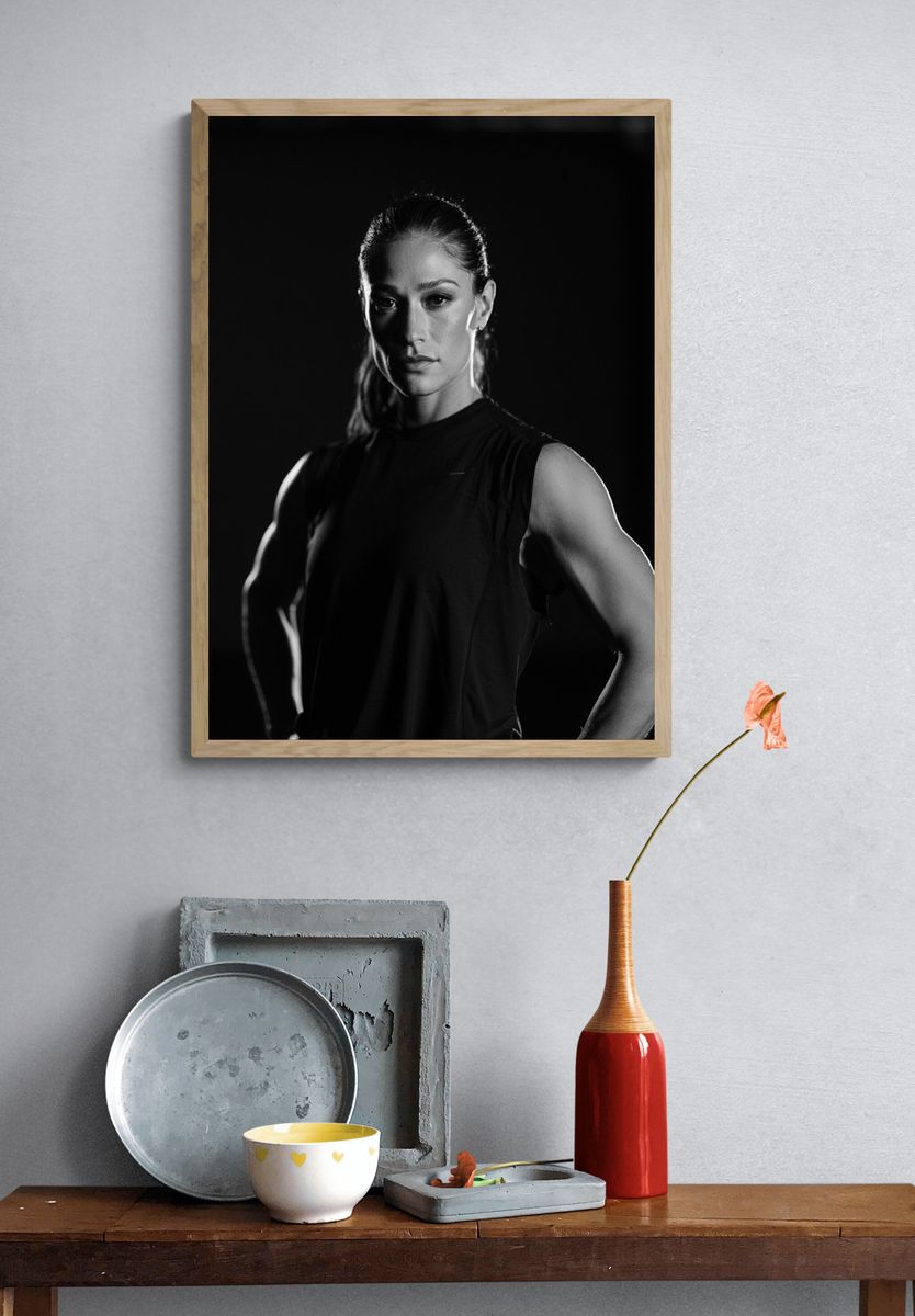 Athletic Portrait Black-White Poster. — room view 3