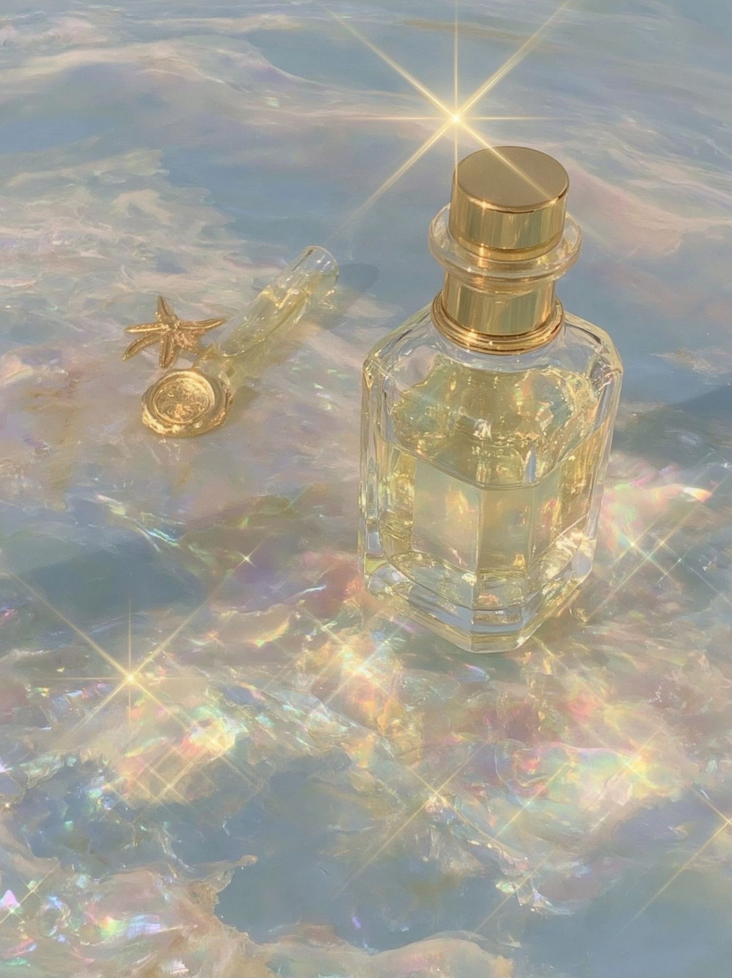 Golden Perfume Bottle Aesthetic Poster. poster detail