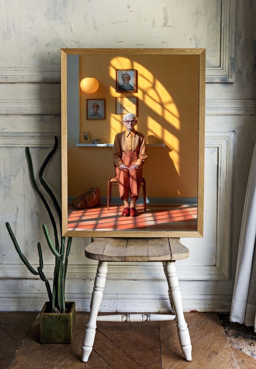 Sunlit Elder Portrait Print. — room view 1