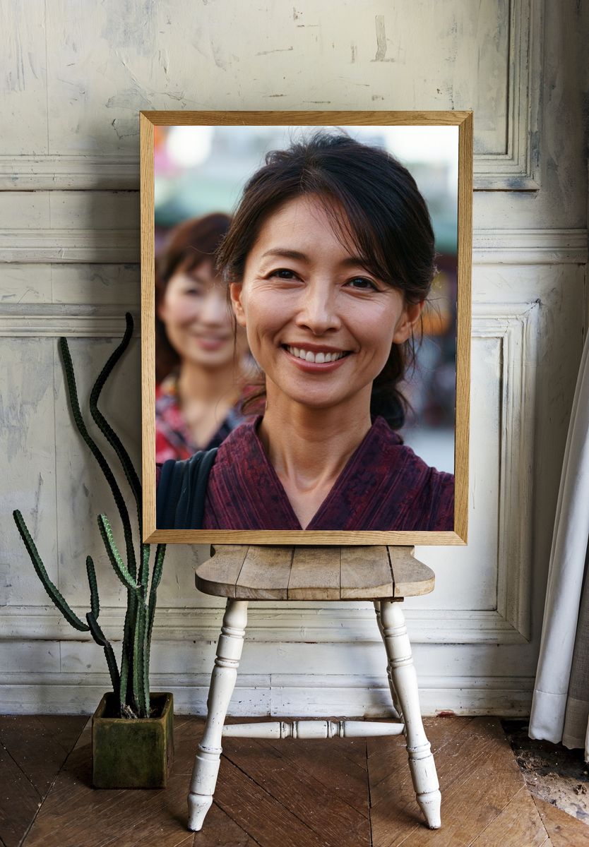 Smiling Woman Street Portrait Poster. — room view 1