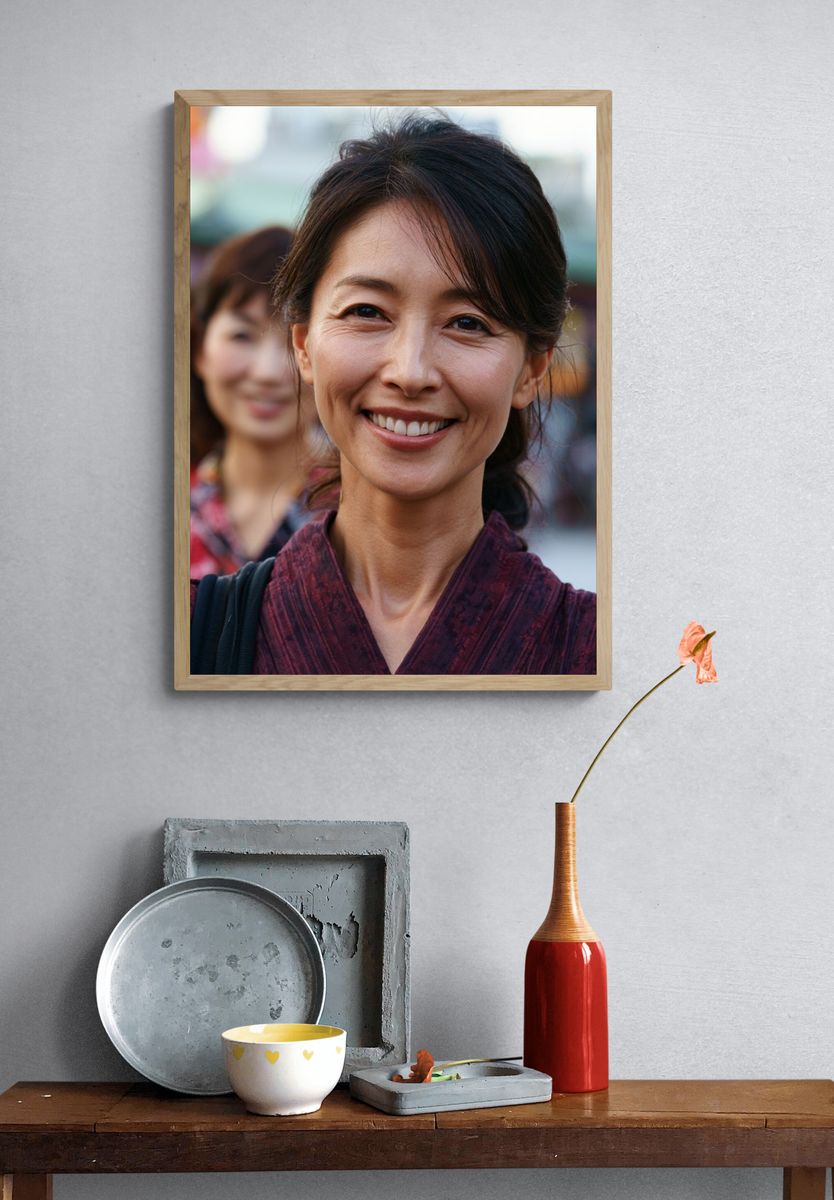 Smiling Woman Street Portrait Poster. — room view 3