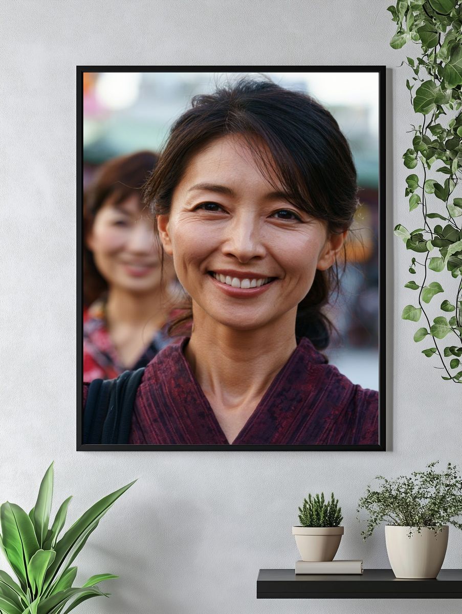 Smiling Woman Street Portrait Poster. — room view 4