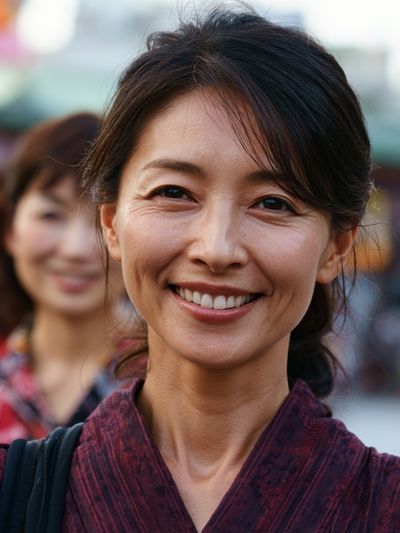Smiling Woman Street Portrait Poster. poster