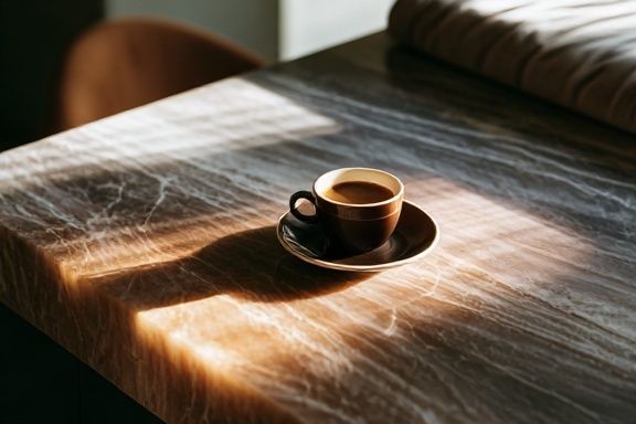 Sunlit Coffee Table Photography Poster. poster — photography art