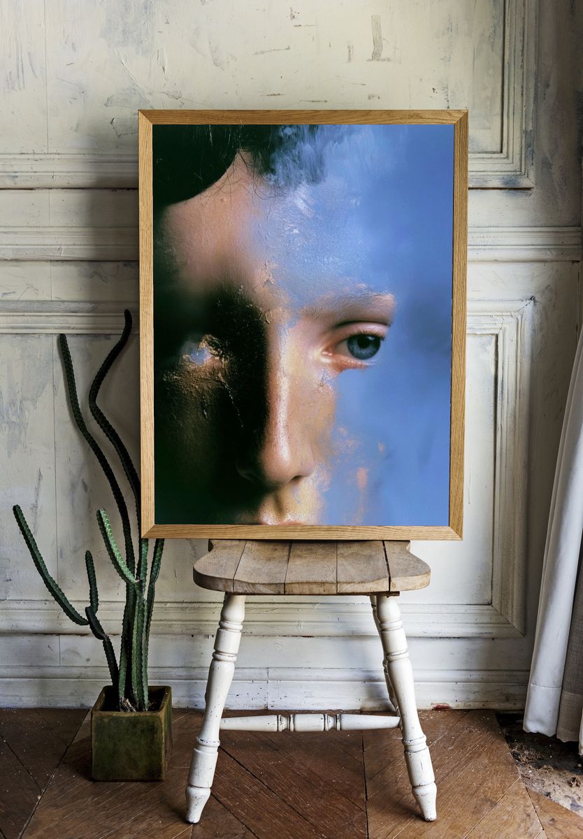 Blue Portrait Photography Poster. room preview