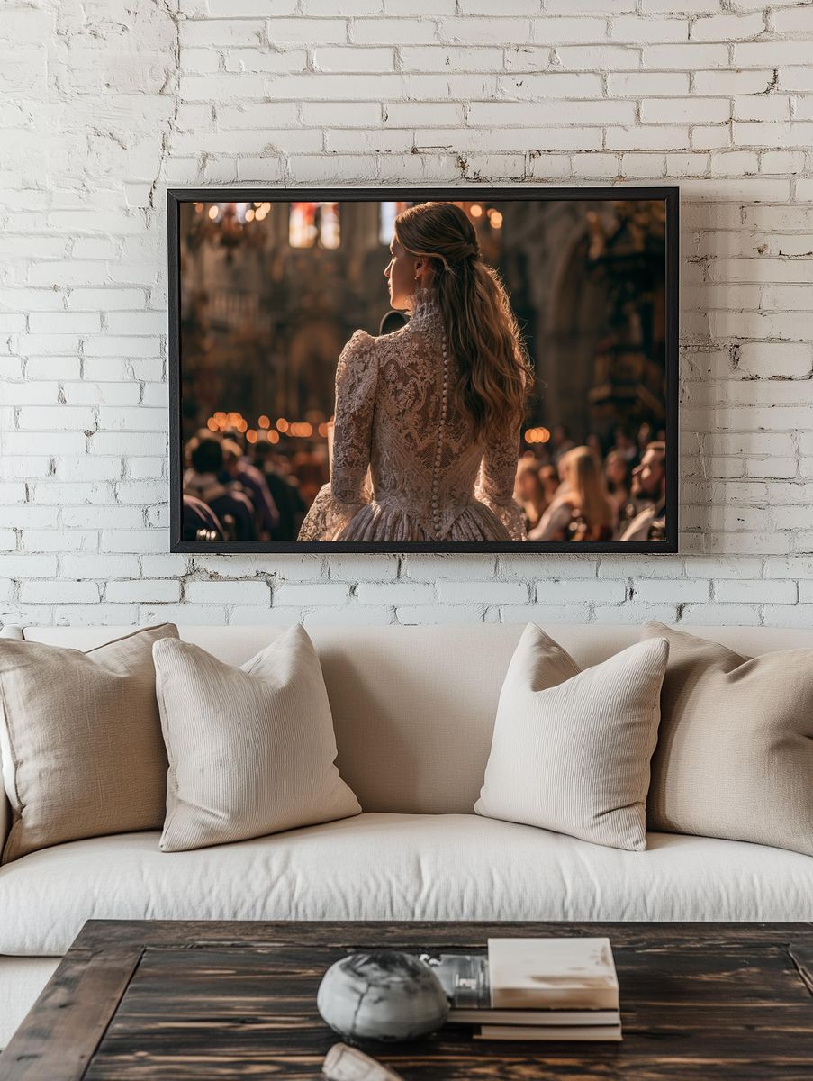 Elegant Woman in Lace Dress Poster. room preview